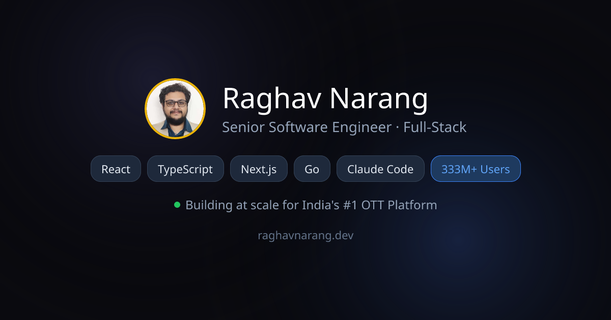 Raghav Narang | Senior Software Engineer · Full-Stack
